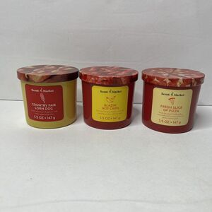 Lot Of 3 Scent Market 5.2 oz Corn Dog Hot Chips Pizza Scented Candle